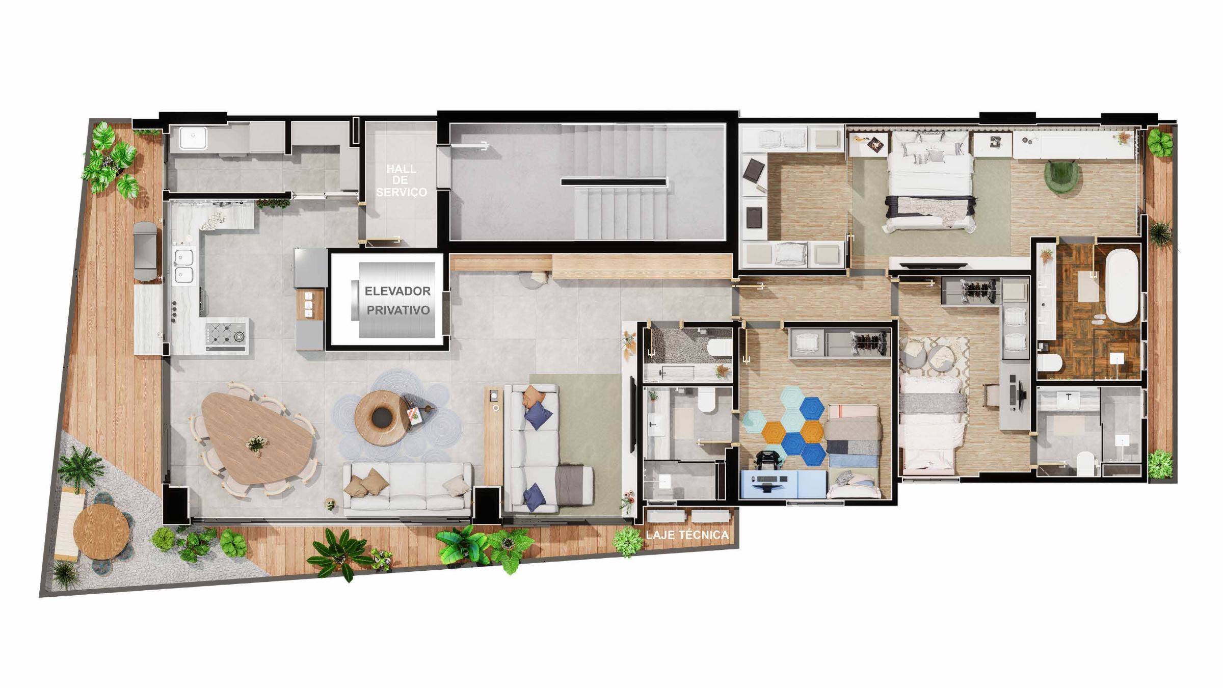 Planta do Apartamento de 186,66 m² no Ares Marista