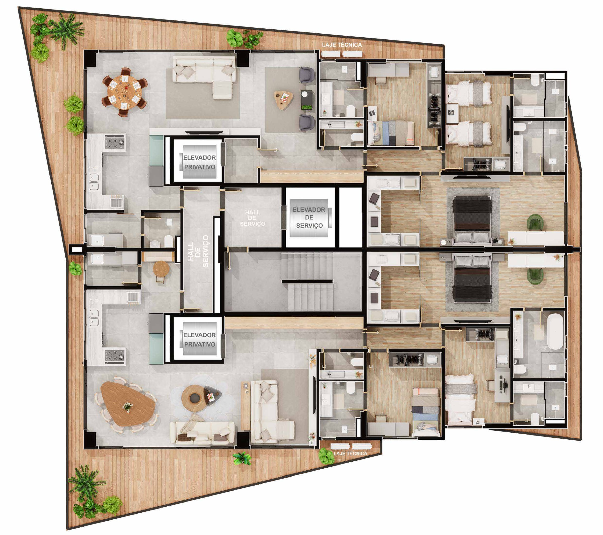 Planta do Apartamento de 191 m² no Ares Marista