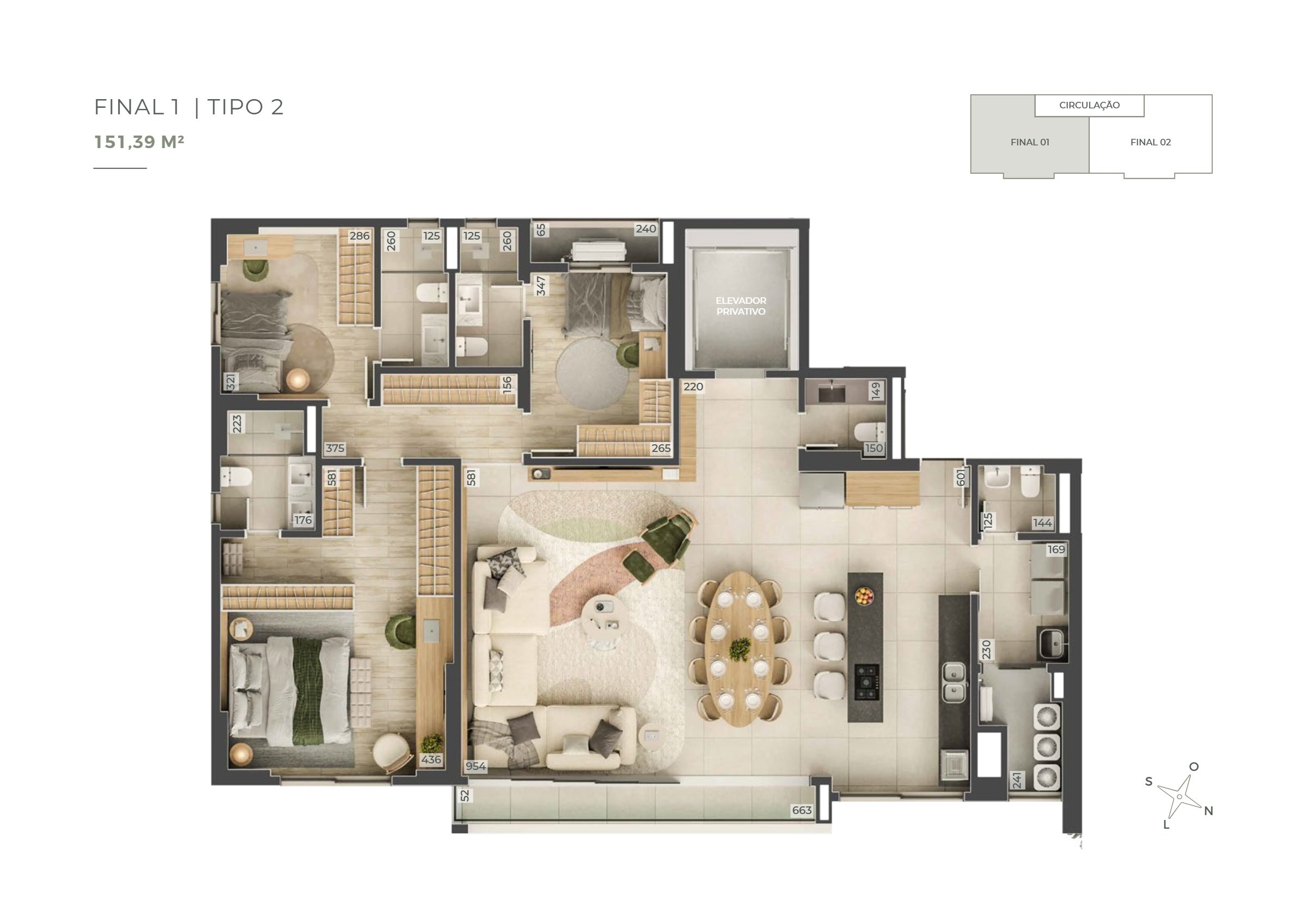 Planta 2 do Apartamento em Jardim América, Goiânia/GO