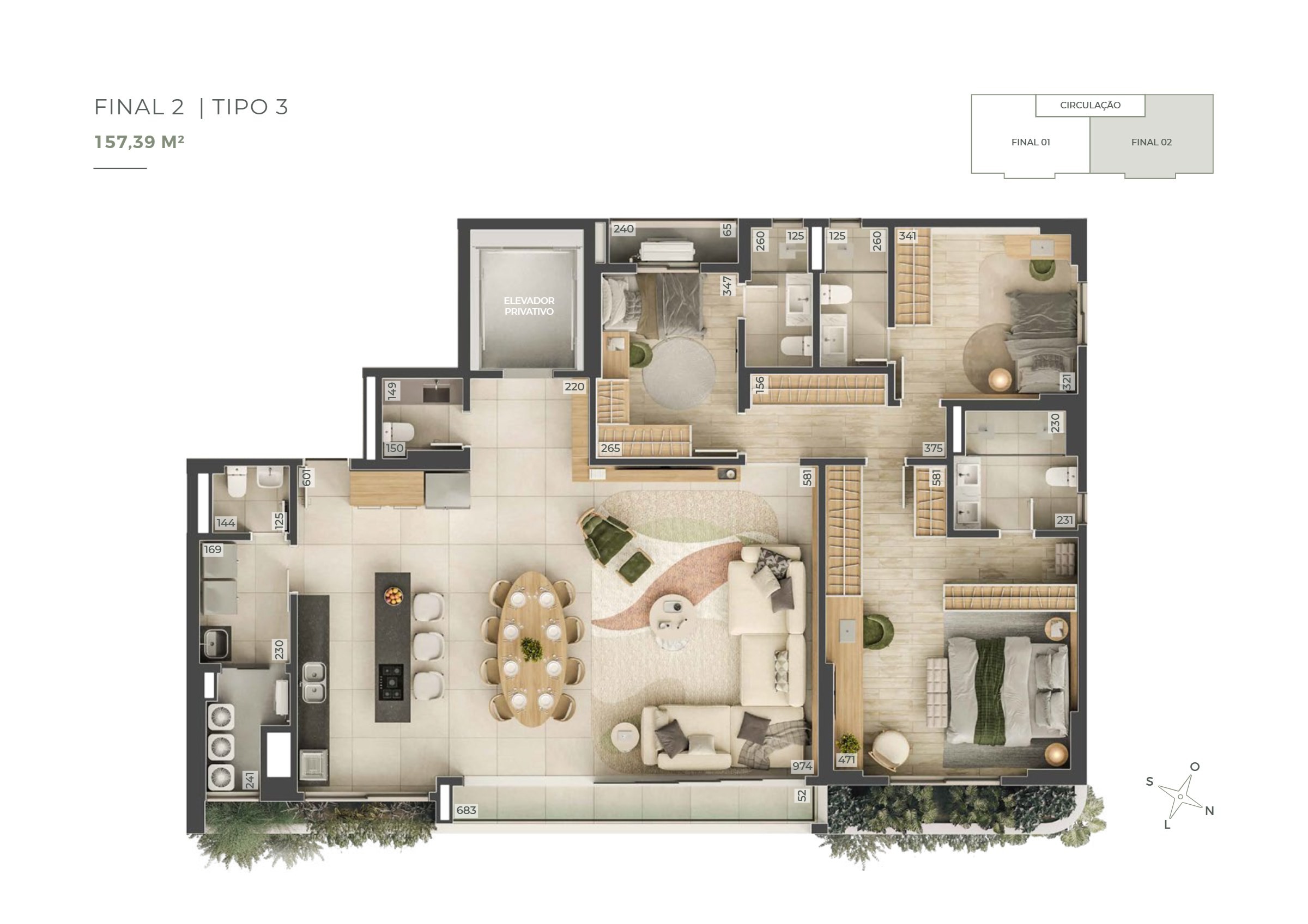 Planta 3 do Penthouse em Jardim América, Goiânia/GO
